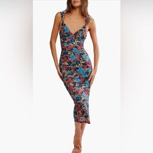 Long Live Printed Mesh Sleeveless Dress NWOT black combo